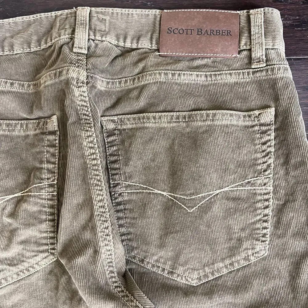 Scott‎ Barber Caspio Five Pocket Jean Cut Corduroy Pants 35 Camel Color